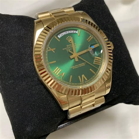 rolex daydate gold grün